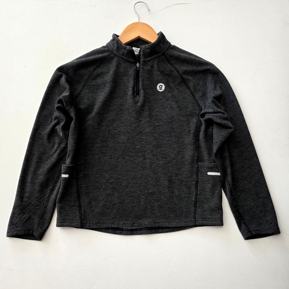 Onmygame Quarter Zip Pullover Youth 150 Gray Reflective Running Training Jacket
